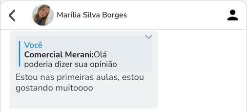 Depoimento de aluna sobre resultados práticos