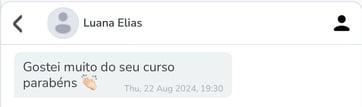 Depoimento de aluna sobre qualidade do curso
