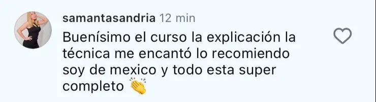 Testimonio de alumna sobre calidad del curso